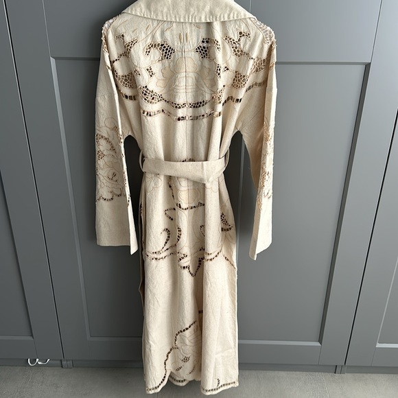 Avec Les Filles Cutwork Linen Trench Coat NWT - Picture 8 of 8